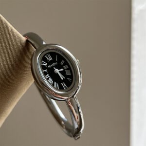 Reloj Ovalado Plateado brazalete delgado