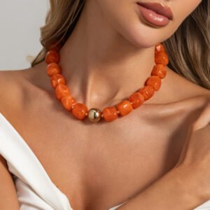 Collar chicle  Oro + Naranja