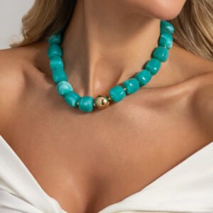 Collar chicle Oro + Azul Lago