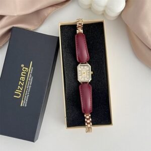 Reloj Correa roja con cadena dorada