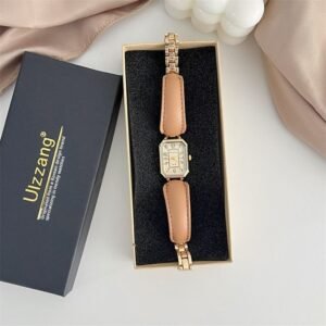 Reloj Marrón claro con cadena dorada
