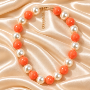 Collar chicle con perlas marinas Naranja
