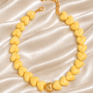 Collar Chicle corazón amarillo