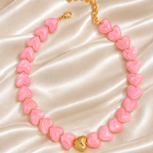 Collar Chicle Corazón de amor rosa
