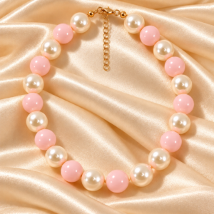 Collar chicle con perlas marinas Rosa