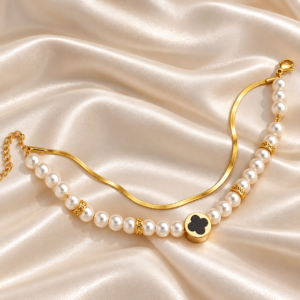 Pulseras perlas doble lisa