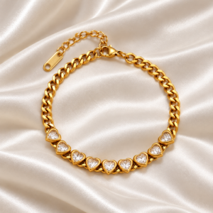 Pulsera cubana corazones blanco