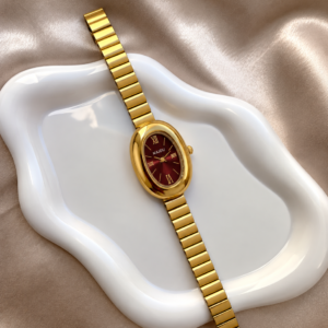 Reloj Ovalado Rojo Vino
